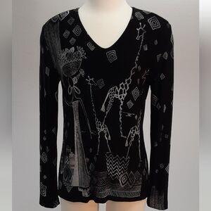 SOLD Chico's Travelers pants top set Fun giraffe graphic top 1 owner LK Nu